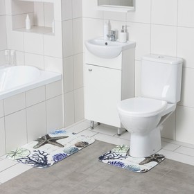 Набор ковриков для ванной и туалета Доляна «На дне», 2 шт: 40×45, 45×75 см