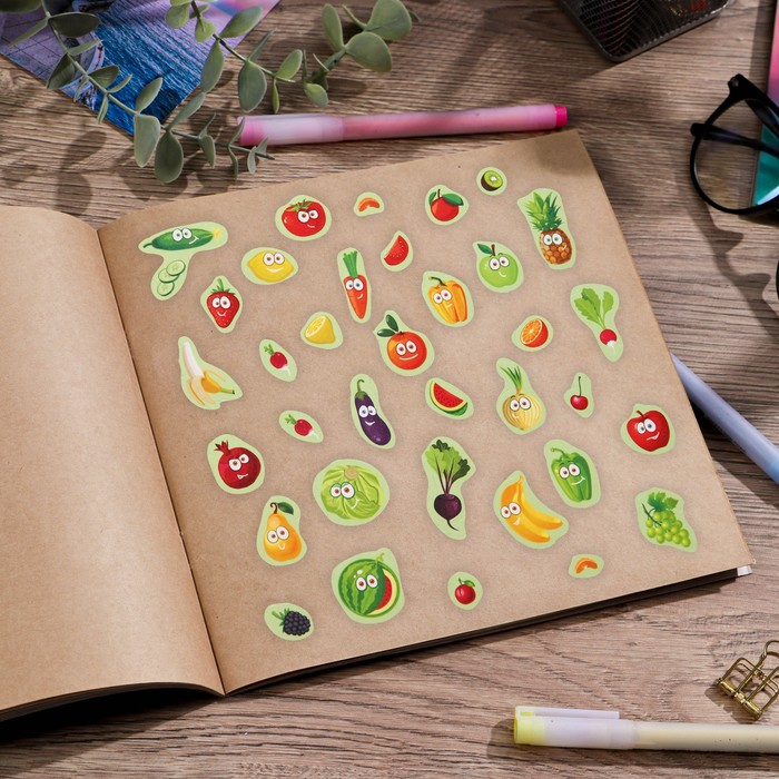 Бумажные наклейки «Живые витаминки», 11 х 16 см (5 шт) - фото 800191950