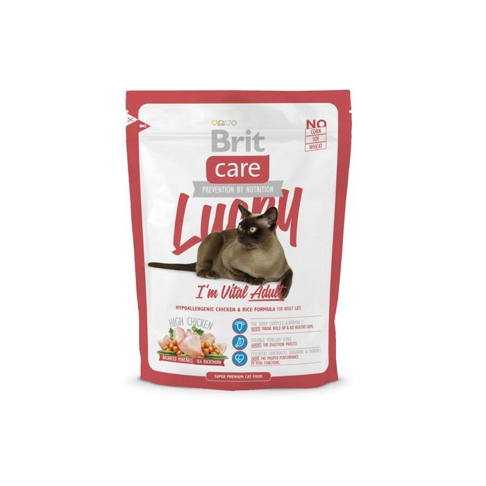 Сухой корм Brit Care Cat Lucky Vital Adult для взрослых кошек, 400 г