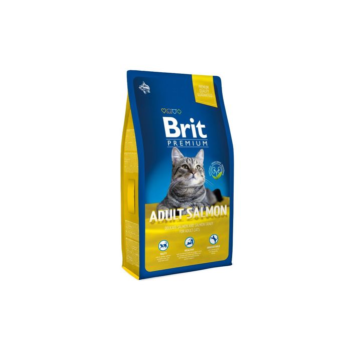 Сухой корм Brit Premium Сat adult salmon для кошек, лосось, 8 кг