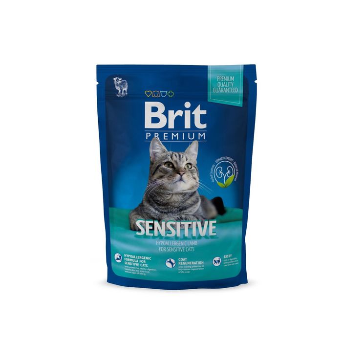 Сухой корм Brit Premium Сat Sensitive для кошек с чувствительным пищеварением, ягненок, 1.5 кг   212