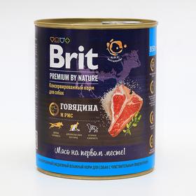 Влажный корм Brit beef & rice для собак, говядина и рис, ж/б, 850 г