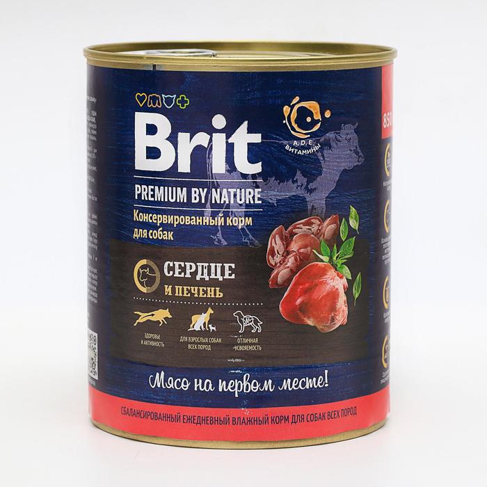 Консервы Brit heart &amp; liver для собак, сердце и печень, 850 г