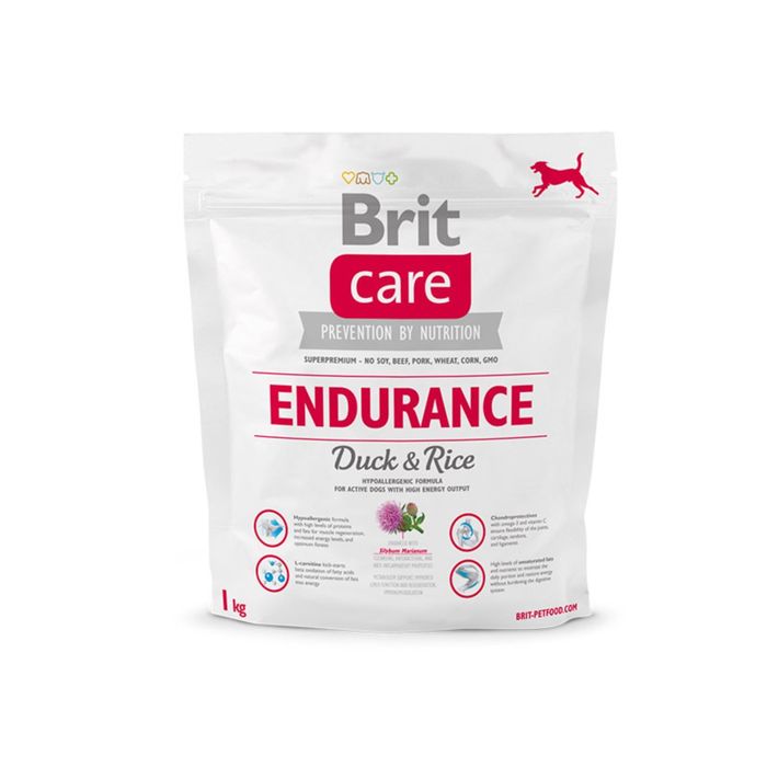 Сухой корм Brit Care Dog Endurance для активных собак, утка с рисом, 1 кг