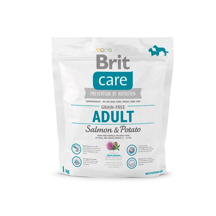 Сухой корм Brit Care Dog salmon для мелких и средних собак, беззерновой, лосось, 1 кг