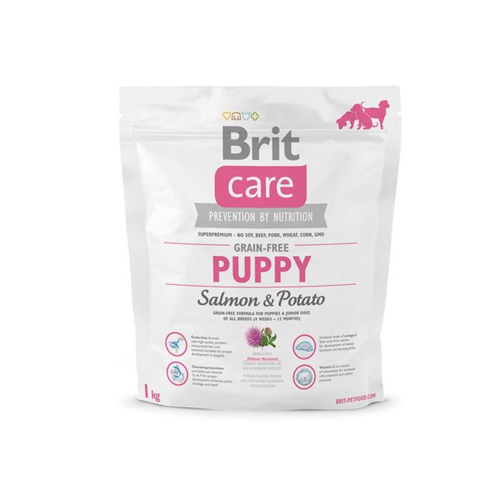 Сухой корм Brit Care Dog salmon рuppy для щенков, беззерновой, лосось, 1 кг