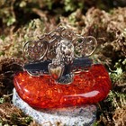 Business card holder made of brass and amber, "a lion with a shield" 6,7x4,5 cm Business card holder made of brass and amber, "a lion with a shield" 6,7x4,5 cm