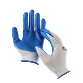 Перчатки нейлоновые, с нитриловым обливом, размер 8, цвет МИКС