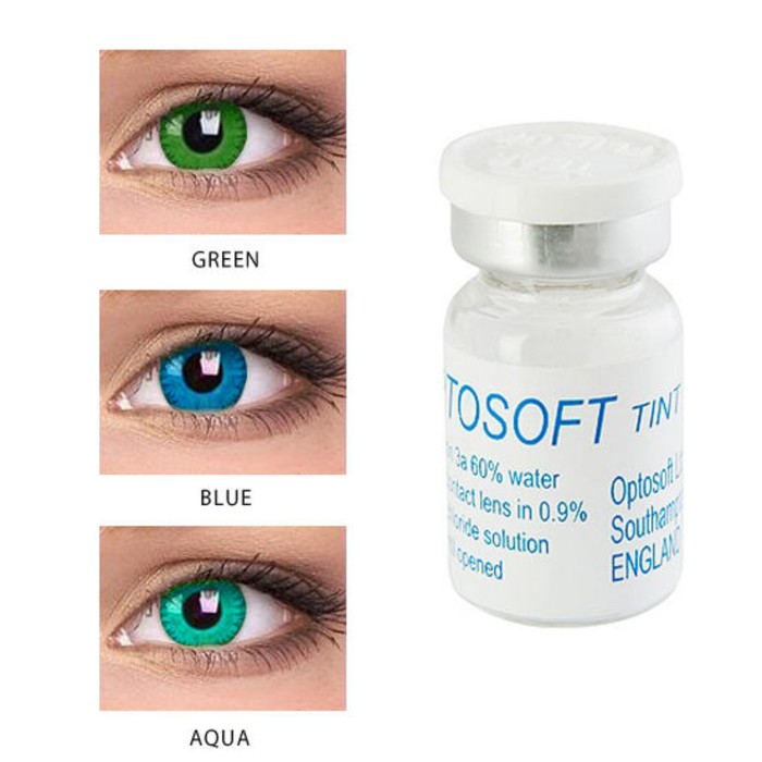 Цветные контактные линзы Optosoft Tint Blue, диопт. -6, в наборе 1 шт.