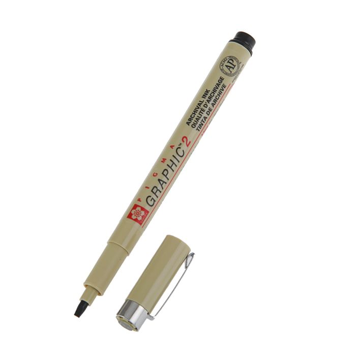 Ручка капиллярная для грфических работ и каллиграфии Sakura Pigma Graphic 2 чёрный 2.0 мм