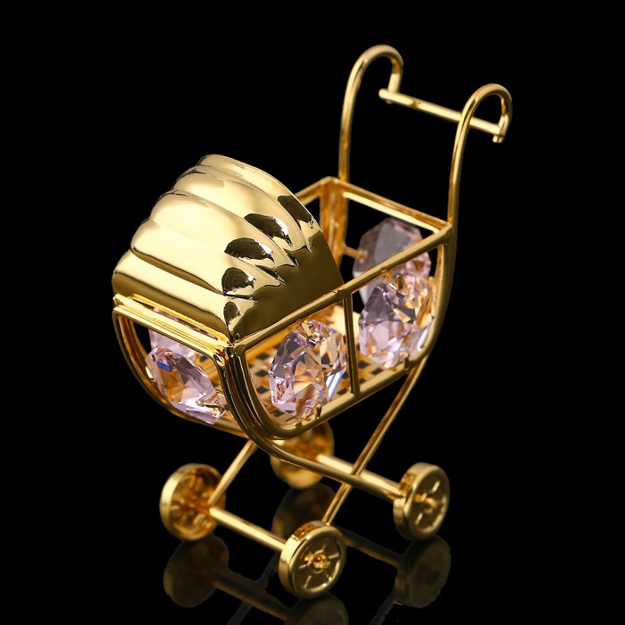 Сувенир «Детская коляска», 6х3х6 см, с кристаллами Сваровски