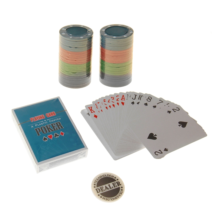 Набор для покера Poker Chips: колода карт 54 шт., 48 фишек, в блистере