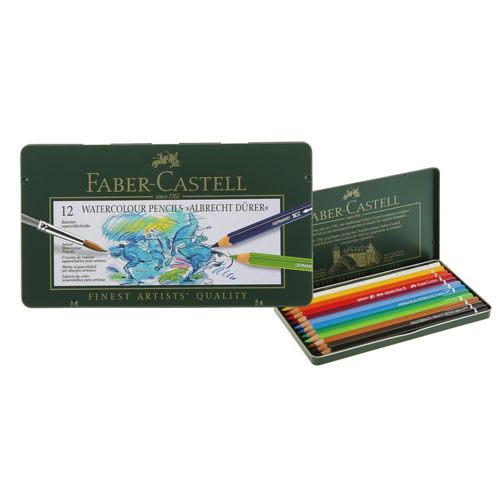 Карандаши художественные цветные акварельные Faber-Castell ALBRECHT DÜRER® 12 цветов мет.кор 117512