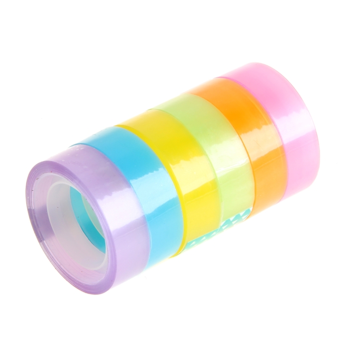 Клейкая лента декоративная "Цветные полоски" МИКС, (набор 6 шт), дл. 11 м., ш. 1,2 см