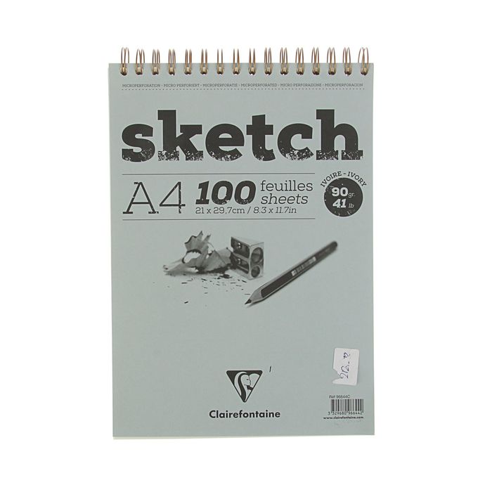 Блокнот для рисунков А4 90 г/м2 Clairefontaine Sketch 100 листов, на гребне, с перфорацией, кремовый 96644С