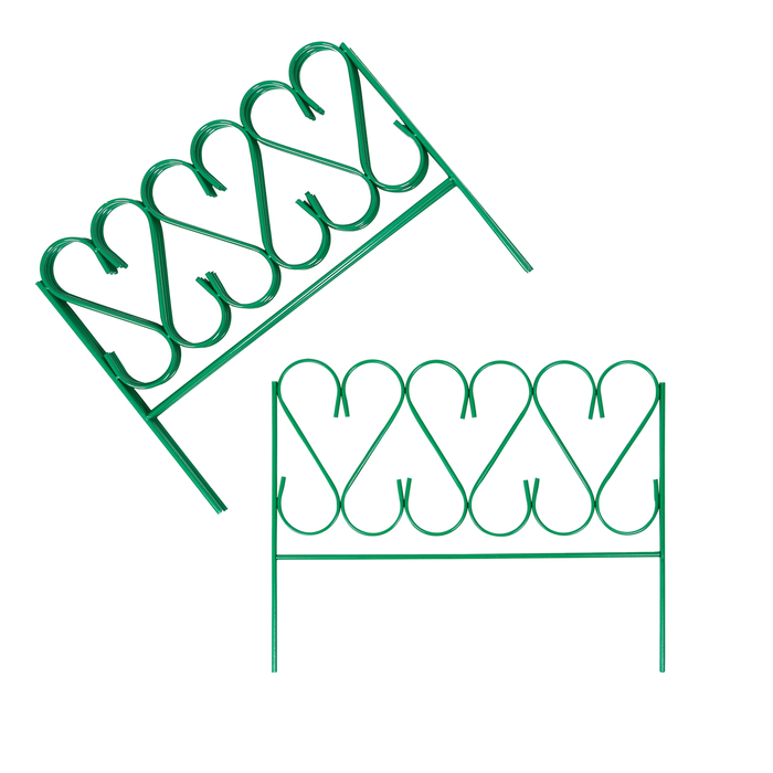 Ограждение декоративное, 54 х 340 см, 5 секций, металл, зелёное, «Изящный»