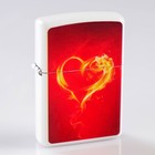 Lighter "Flaming heart" in a metal box, silicon, petrol, 6x8 cm