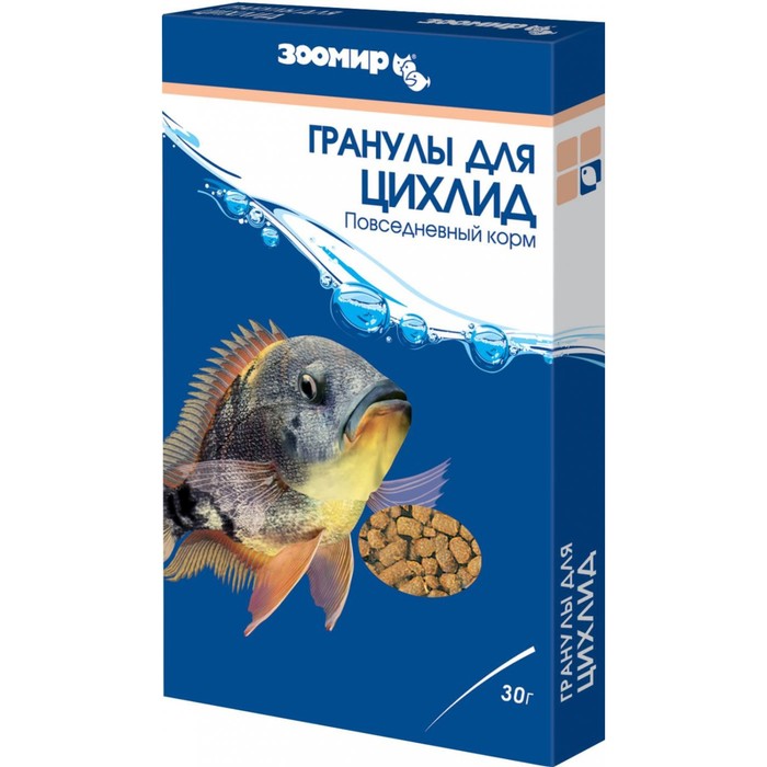 Корм для рыб "ЗООМИР Гранулы для цихлид" плавающие гранулы, коробка, 30 г