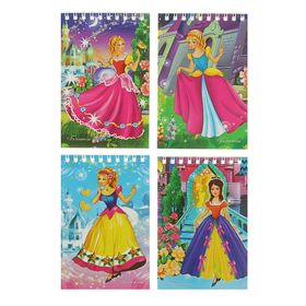 Блокнот А6, 40 листов на гребне "Яркие принцессы", обложка мелованный картон, блок-офсет, МИКС