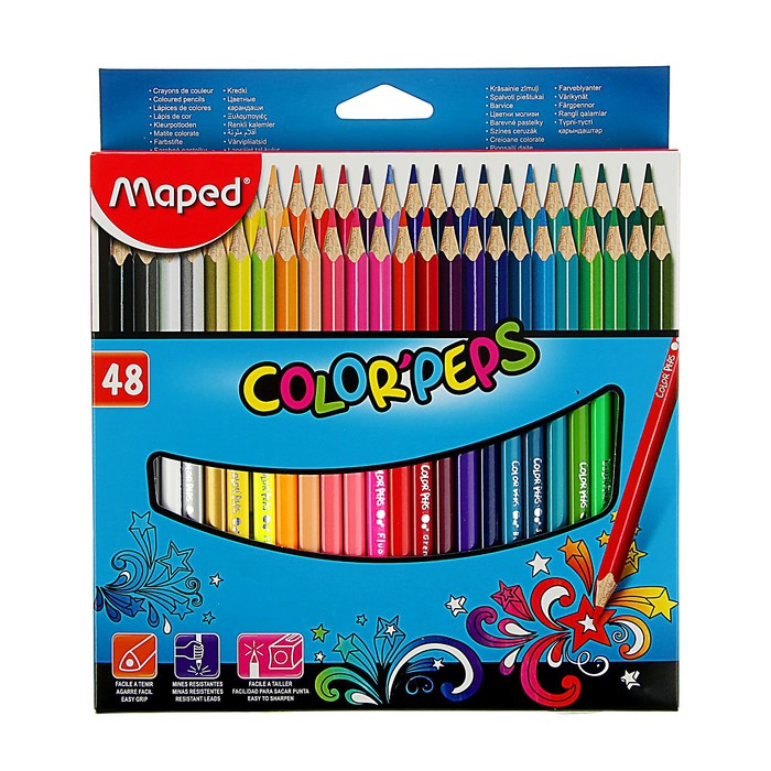 Карандаши трехгранные 48 цветов Color Pep's, ударопрочный грифель