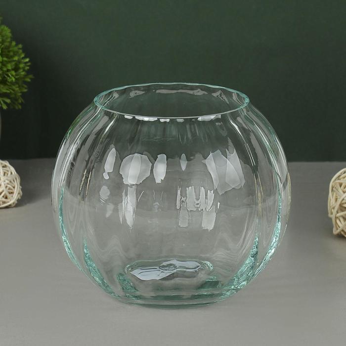 ваза "Шар" риф. (диам.горл-8,5см) 13,5х11см из прозрачного стекла (без декора)