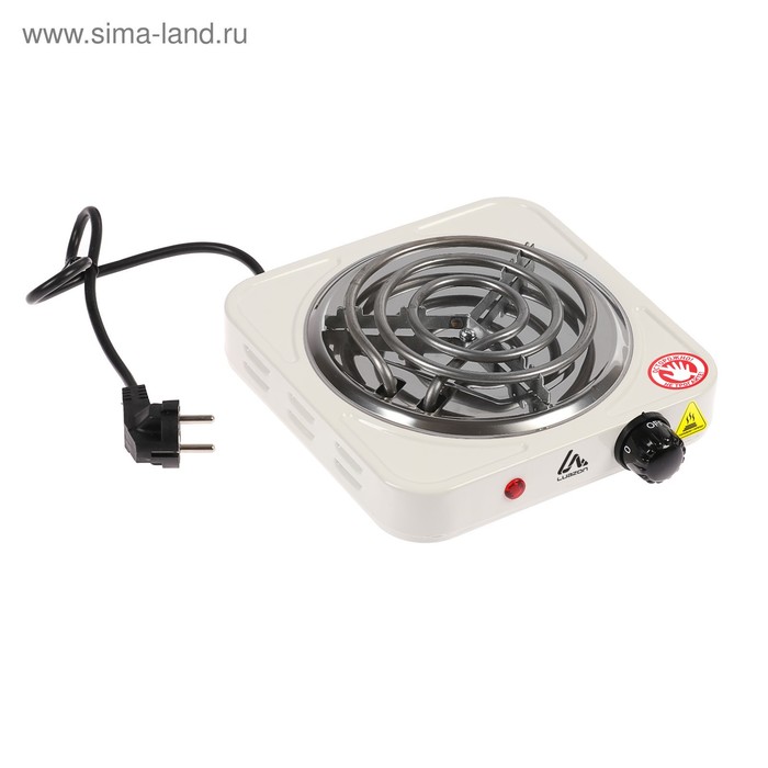 Плитка электрическая LuazON LHP-001, 1000 Вт, 1 конфорка, белая