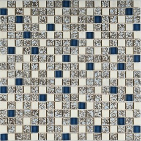 Мозаика стеклянная с камнем Bonaparte, Dreams Blue 300х300х8 мм