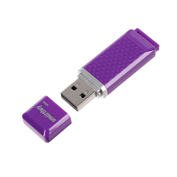 Флешка Smartbuy Quartz series Violet, 32 Гб, USB2.0, чт до 25 Мб/с, зап до 15 Мб/с, фиолет.