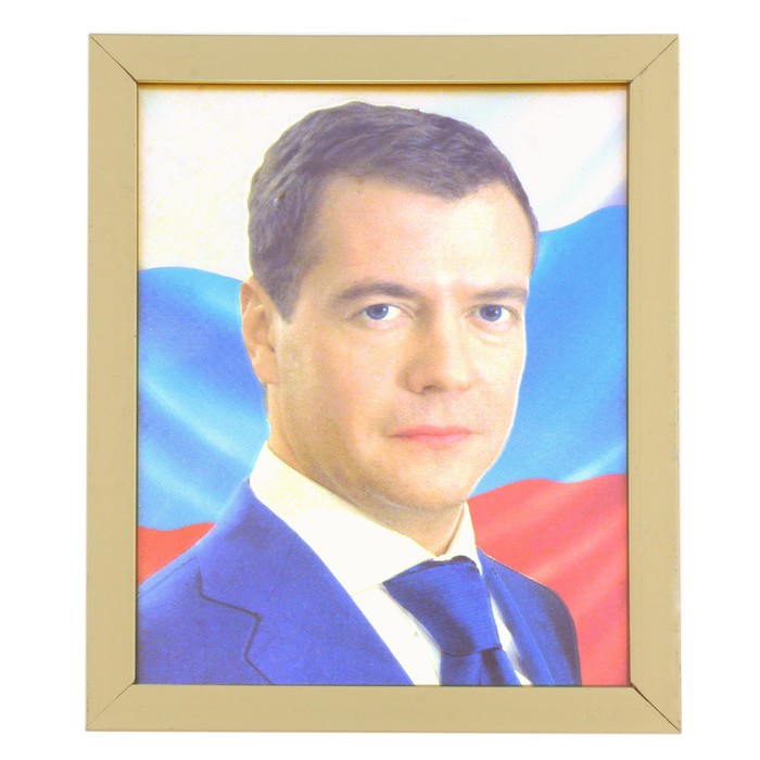 Портрет Медведева, в золотистой рамке