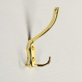 Крючок мебельный KM301GP, трёхрожковый, цвет золото