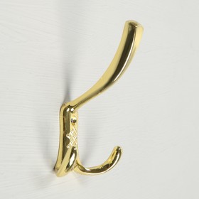 Крючок мебельный KM304GP, трёхрожковый, цвет золото