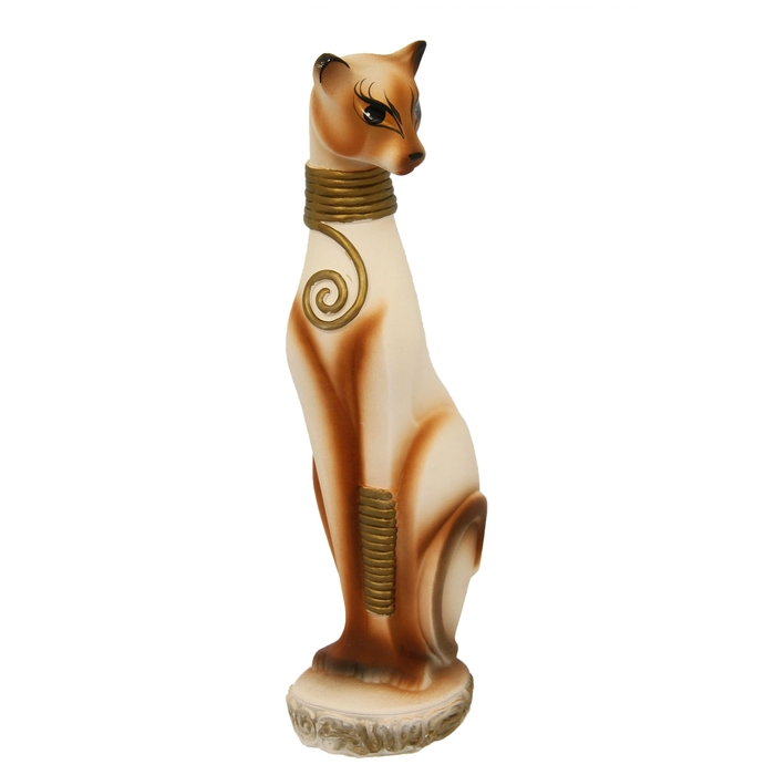 Сувенир "Кошка Багира №1" окольцованная, бежевая с золотом