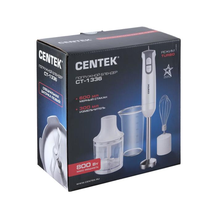 Блендер Centek CT-1336, погружной, 800 Вт, 0.3/0.6 л, 2 скорости, бело-серый 2267562 - фото 47026