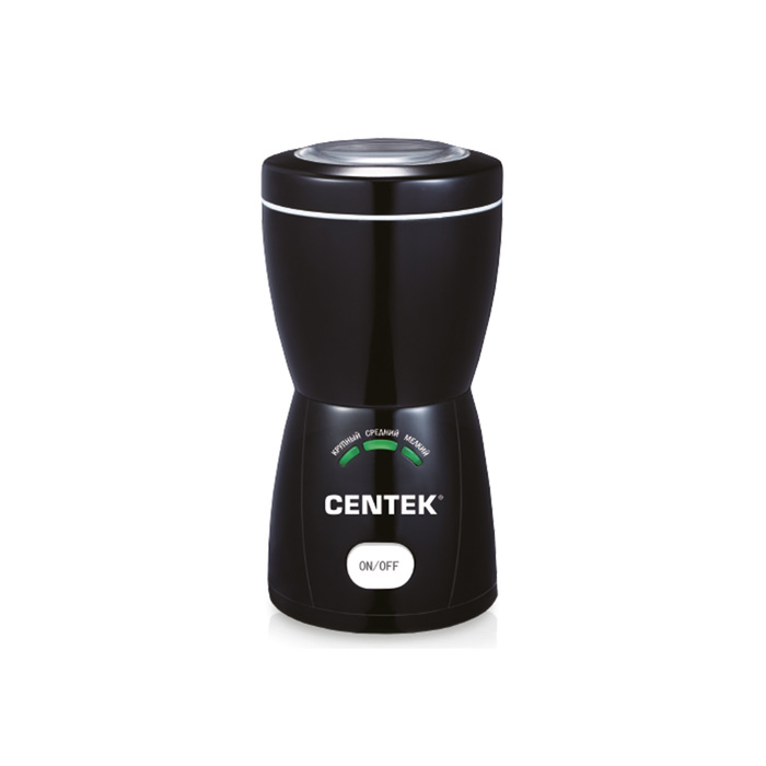 Кофемолка Centek CT-1354 BL, 200 Вт, 70 г, автопомол (3 уровня), 3 LED индикатора, черная