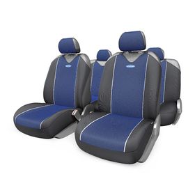 Чехол-майка AUTOPROFI CARBON PLUS CRB-902P BK/BL, закрытое сиденье, полиэстер под карбон, 9 предметов, цвет чёрный/синий