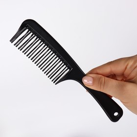 Comb with handle, double row, color black