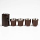Set of wine glasses decorated with faux leather, 4 PCs × 30 ml, in a brown case