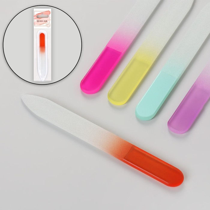 Пилка стеклянная для ногтей «Цветной градиент», 9 см, в чехле, цвет МИКС - фото 38576