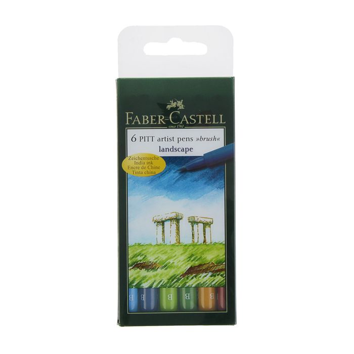 Ручка кисть капиллярная набор Faber-Castell PITT Artist Pen Brush 6 цветов натур.от 167105