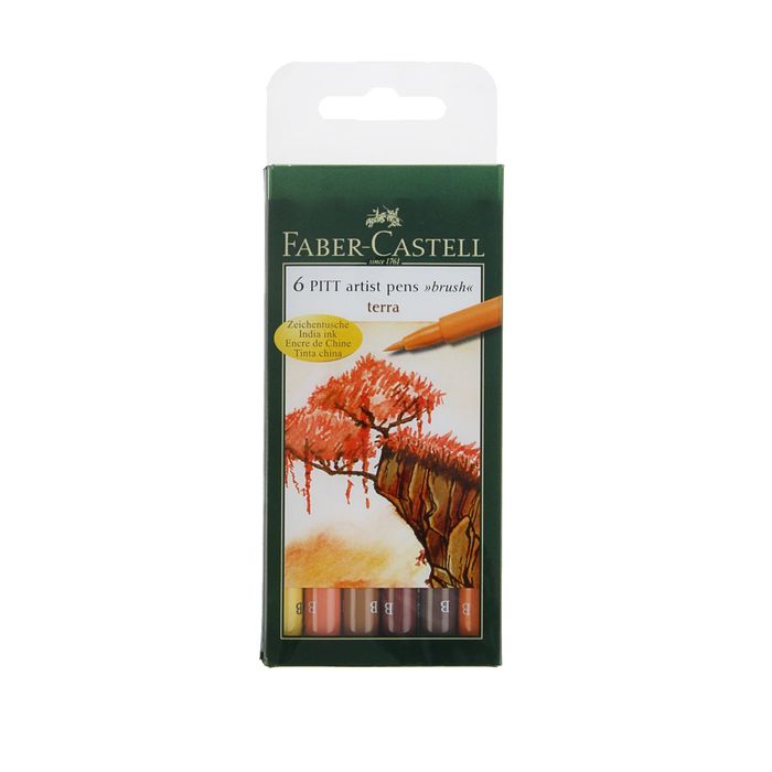 Ручка кисть капиллярная набор Faber-Castell PITT Artist Pen Brush 6 цветов корич от 167106