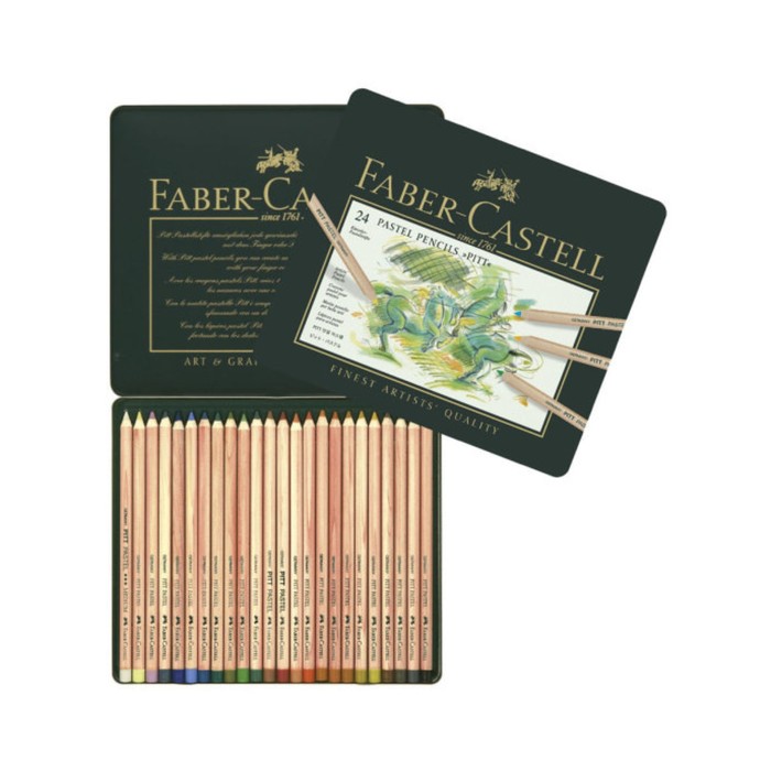 Пастель сухая художественная в карандаше набор Faber-Castell PITT® 24 цвета металлическая кор