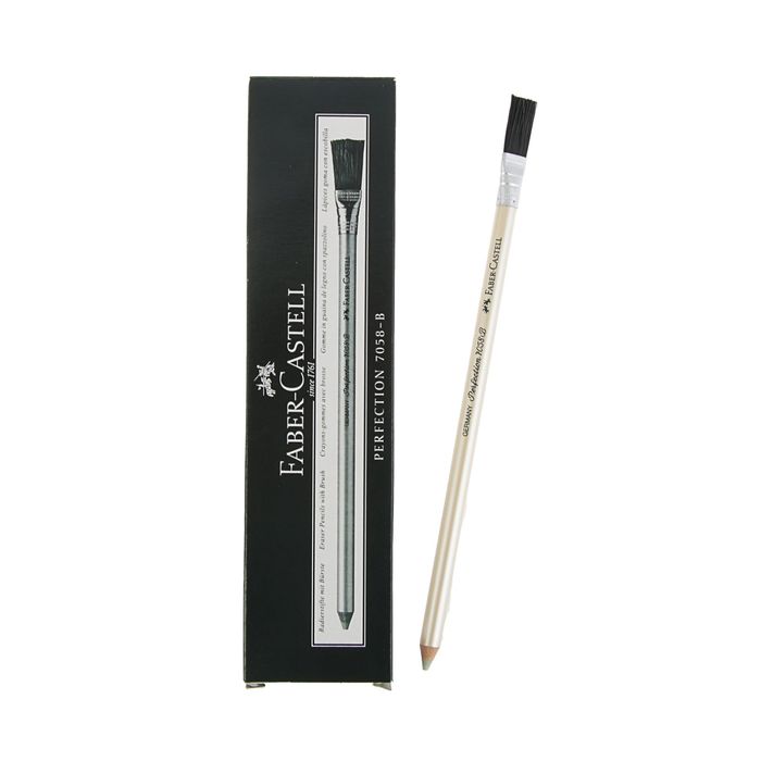 Ластик-карандаш Faber-Castell Perfection 7058 B для ретуши и точного стирания туши и чернил, с кистью - фото 1162546