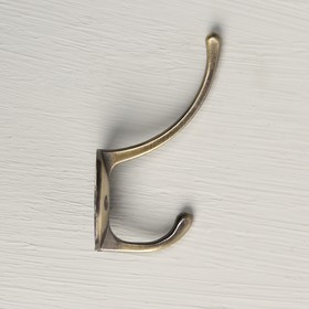 Крючок мебельный KM208AB, двухрожковый, цвет бронза - фото 10516031