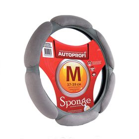 Оплётка руля AUTOPROFI SP-5026 L.GY (M), алькантара, 6 "подушек", наполнитель поролон с памятью 2 см, цвет светло-серый 2262544