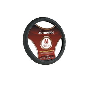 Оплётка руля AUTOPROFI AP-265 BK (M), натуральная кожа, ребристая, цвет чёрный 2262522
