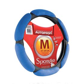 Оплётка руля AUTOPROFI SP-5026 BK/BL (M), алькантара, 6 "подушек", наполнитель поролон с памятью 2 см, цвет чёрный/синий 2262546