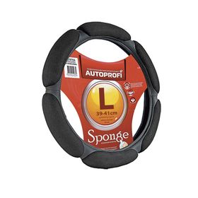 Оплётка руля AUTOPROFI SP-5026 BK (L), алькантара, 6 "подушек", наполнитель поролон с памятью 2 см, цвет чёрный 2262548