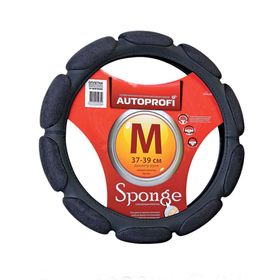 Оплётка руля AUTOPROFI SP-9030 BK (M), алькантара, 10 "подушечек", наполнитель поролон с памятью 2 см, цвет чёрный 2262551