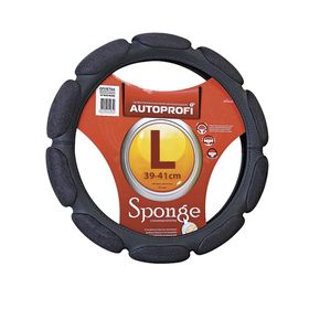 Оплётка руля AUTOPROFI SP-9030 BK (L), алькантара, 10 "подушечек", наполнитель поролон с памятью 2 см, цвет чёрный 2262557