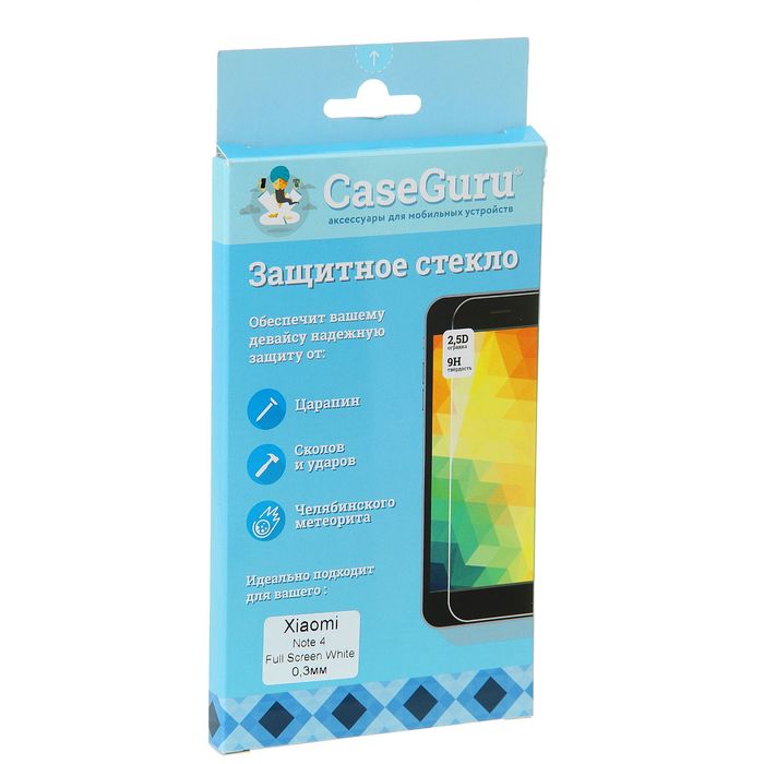 Защитное стекло CaseGuru для Xiaomi Redmi Note 4 Full Screen White, 0,3 мм, белое